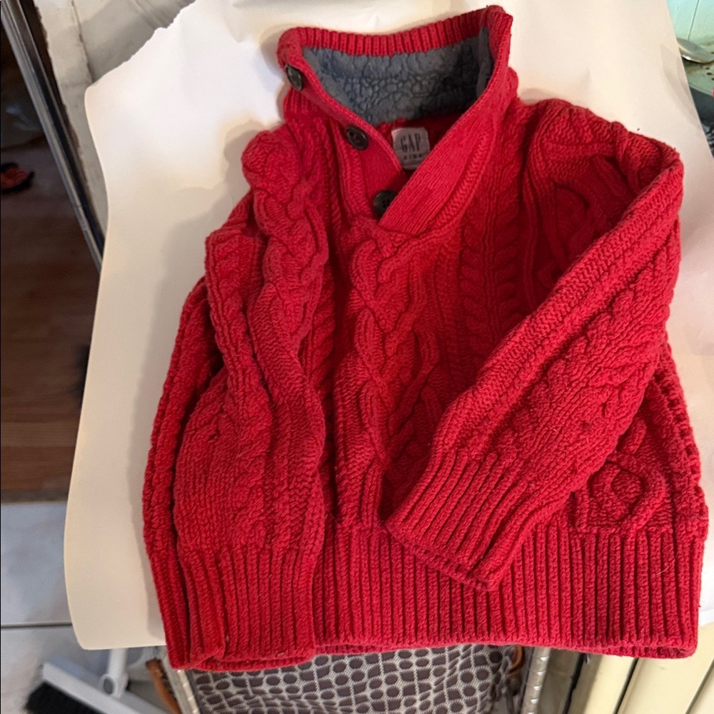 GAP kids Vibrant Red Cable Knit Turtleneck Sweater